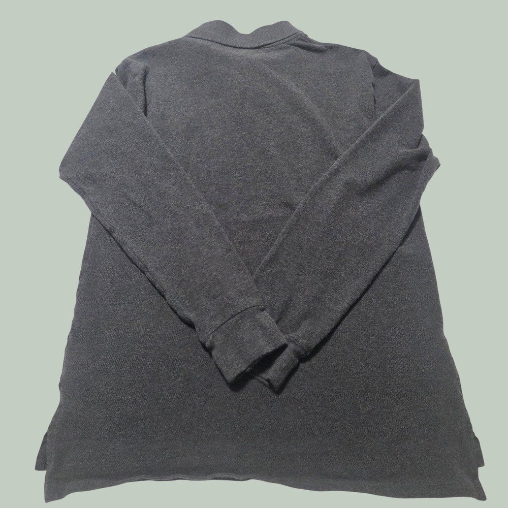 Polo Ralph Lauren Mens XL Charcoal Grey Long Sleeve Pique Polo Shirt RL16 Logo - Picture 7 of 10